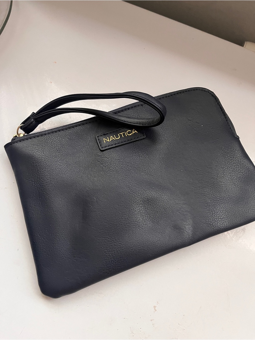 Nautica Dark Blue Wristlet Pouch with Gold Logo